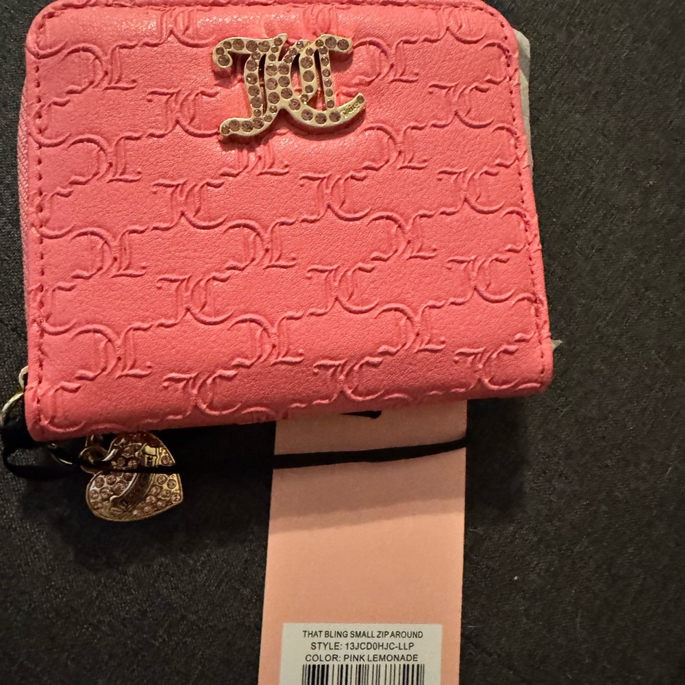 Juicy Couture Pink Embossed Wallet with Gold Bow